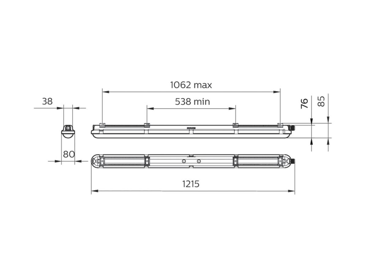 LED-Nassraumleuchte CoreLine WT120C G2 LED27S/840 PSU MDU 1200mm
