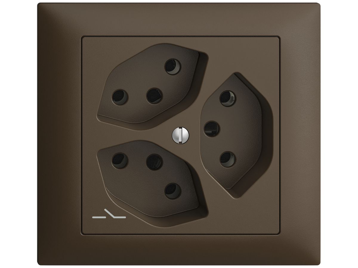EB-Steckdose EDIZIOdue 3×T13 1×S coffee