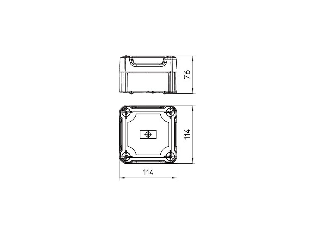 Kabelabzweigkasten Bettermann geschl. 114×114×76mm mit Deckel transparent