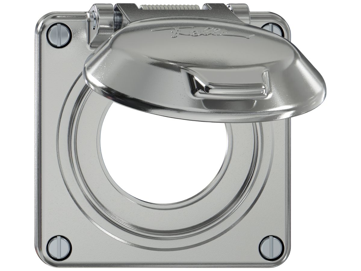 Oberteil ELEMENT SNAPFIX® mit Klappdeckel für SCHUKO-Steckdose alu