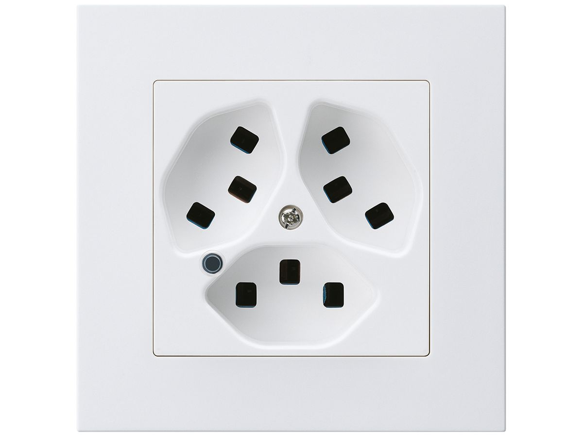 UP-Steckdose Hager kallysto.pro 3×T23 beleuchtet C ultraweiss