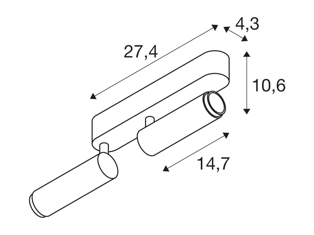 LED-Spot SLV GRIP SPOT M 28W 2920lm 2700K WB DIM 274×147×106mm schwarz/gold