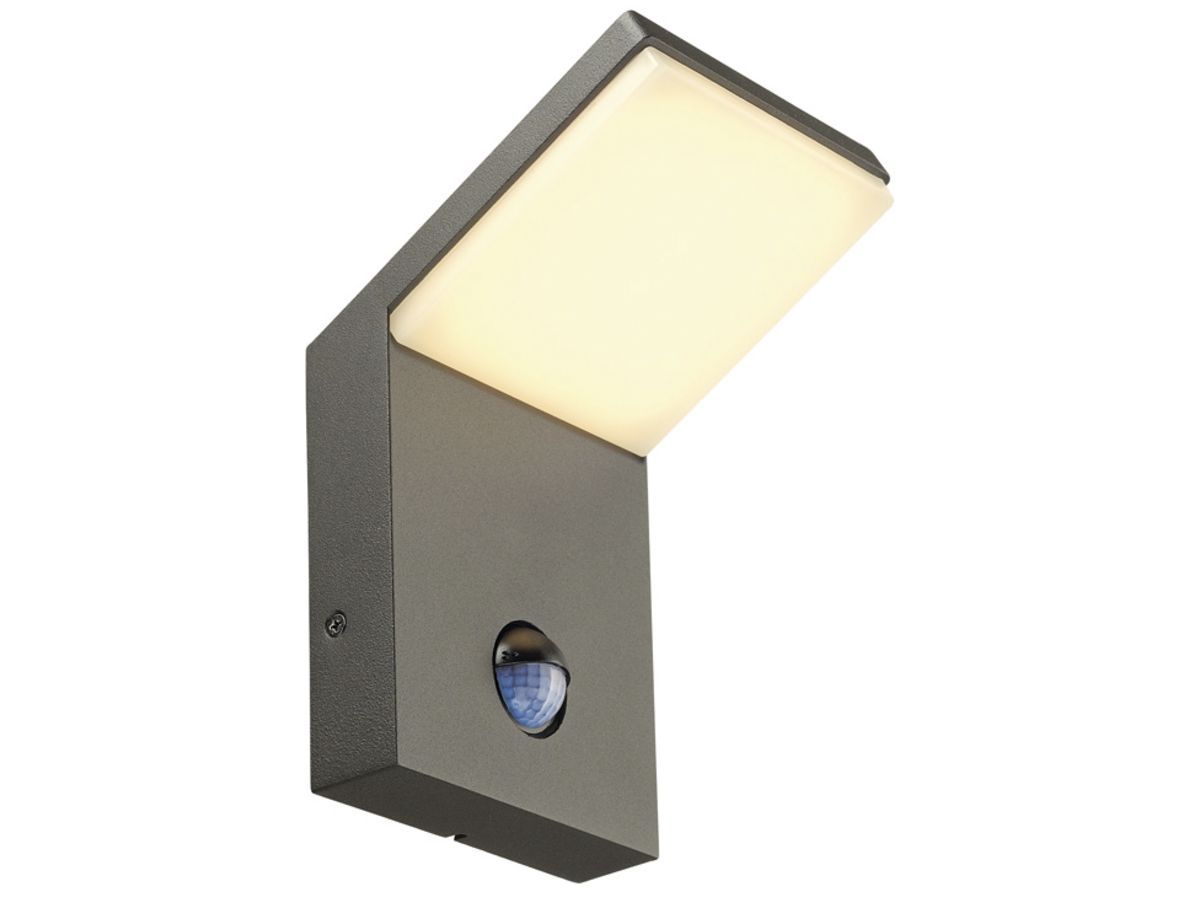 LED-Wandleuchte SLV ORDI, 9W 740lm 3000K mit Sensor IP44 anthrazit