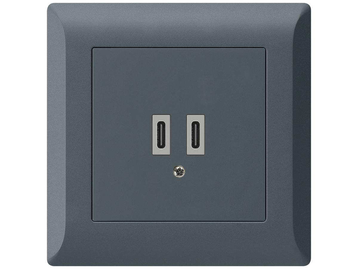 UP-USB-Ladesteckdose Hager kallysto.line C-C 20W 5V 92×92mm anthrazit