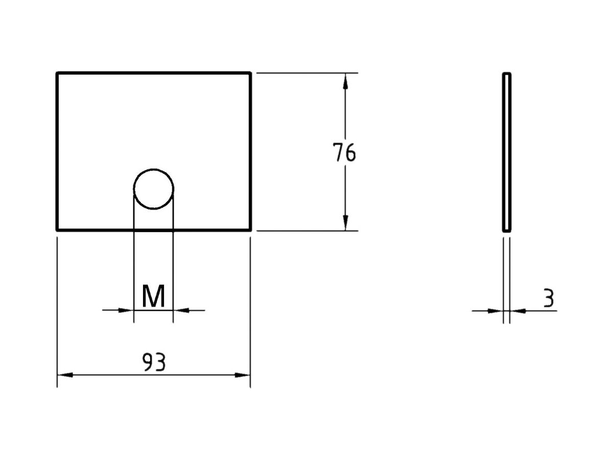 Abdeckplatte R&S 3×93×76mm ungebohrt, grau