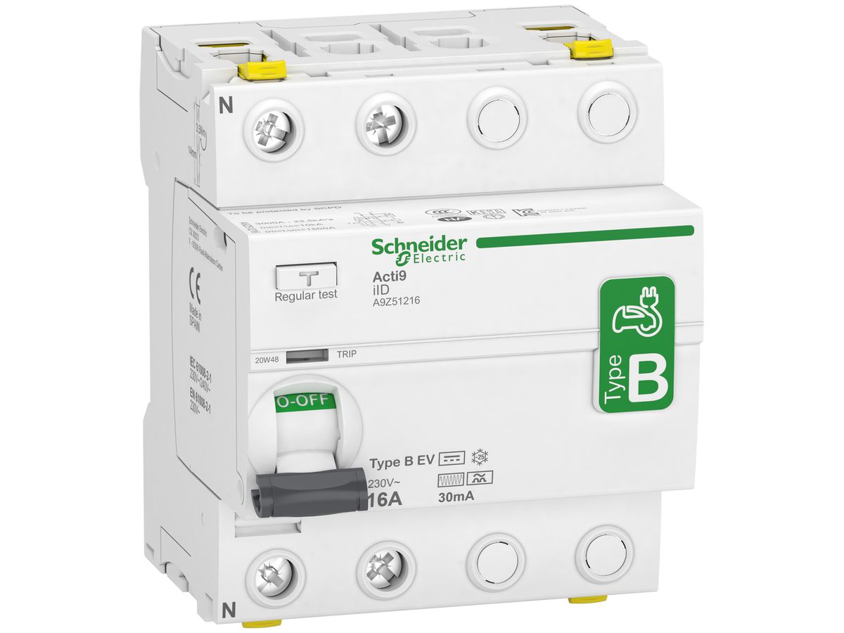 Fehlerstromschutzschalter SE Acti9 Typ B-EV 16A 30 mA 2P 400V
