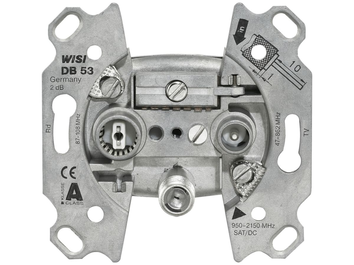 Stichdose SAT,3-Loch WISI DB53 DC-Bypass/F-Anschluss 47…2400MHz