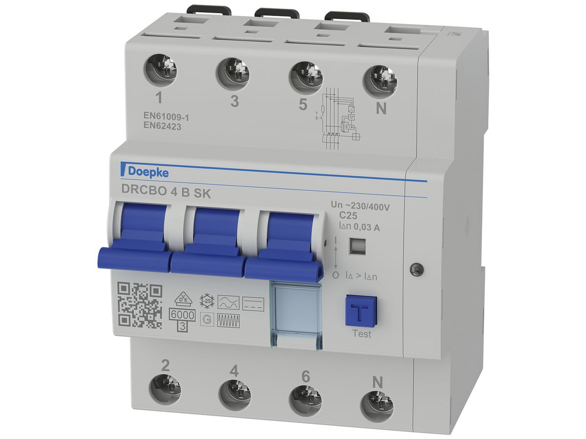 Fehlerstrom-/Leitungsschutzschalter Doepke DRCBO 4 3LN 25A C 30mA Typ B SK