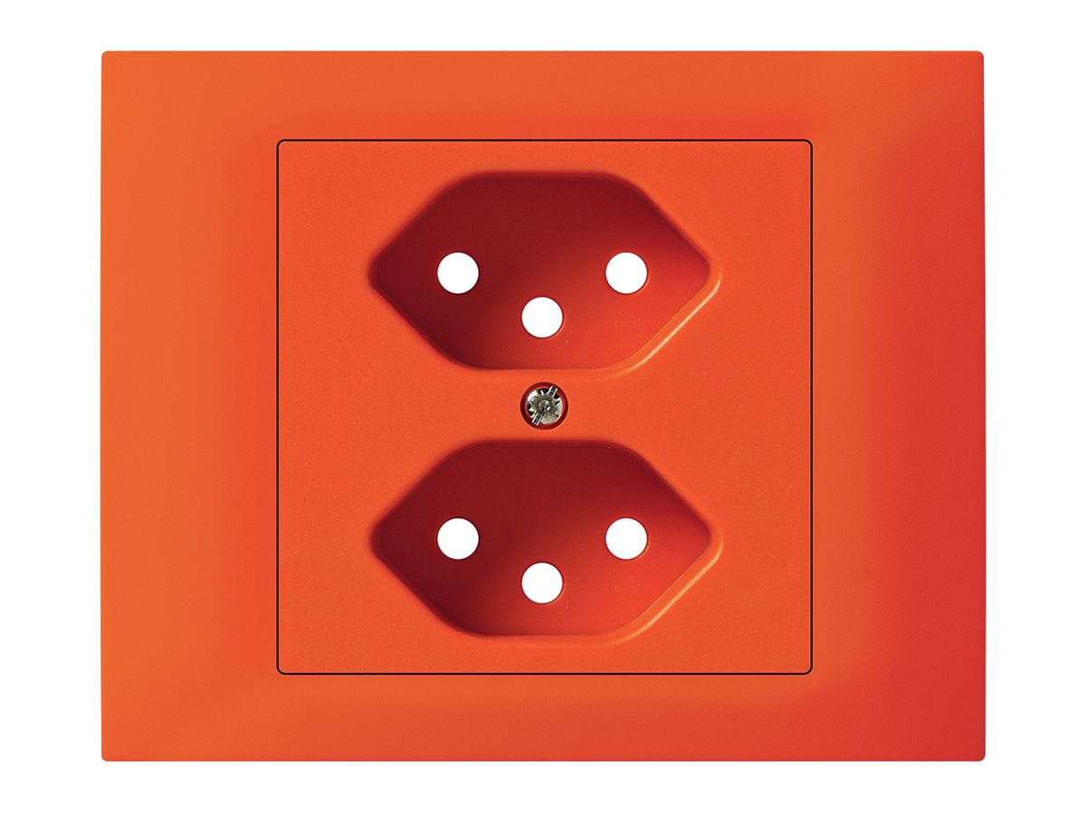 EB-Frontset Hager kallysto für Steckdose G3 2×T13 Abdeckrahmen steckbar orange