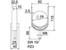 Schnellverleger BET 2056 H-Fuss Kunststoff 70…76mm 1×Kabel A2 1.4301