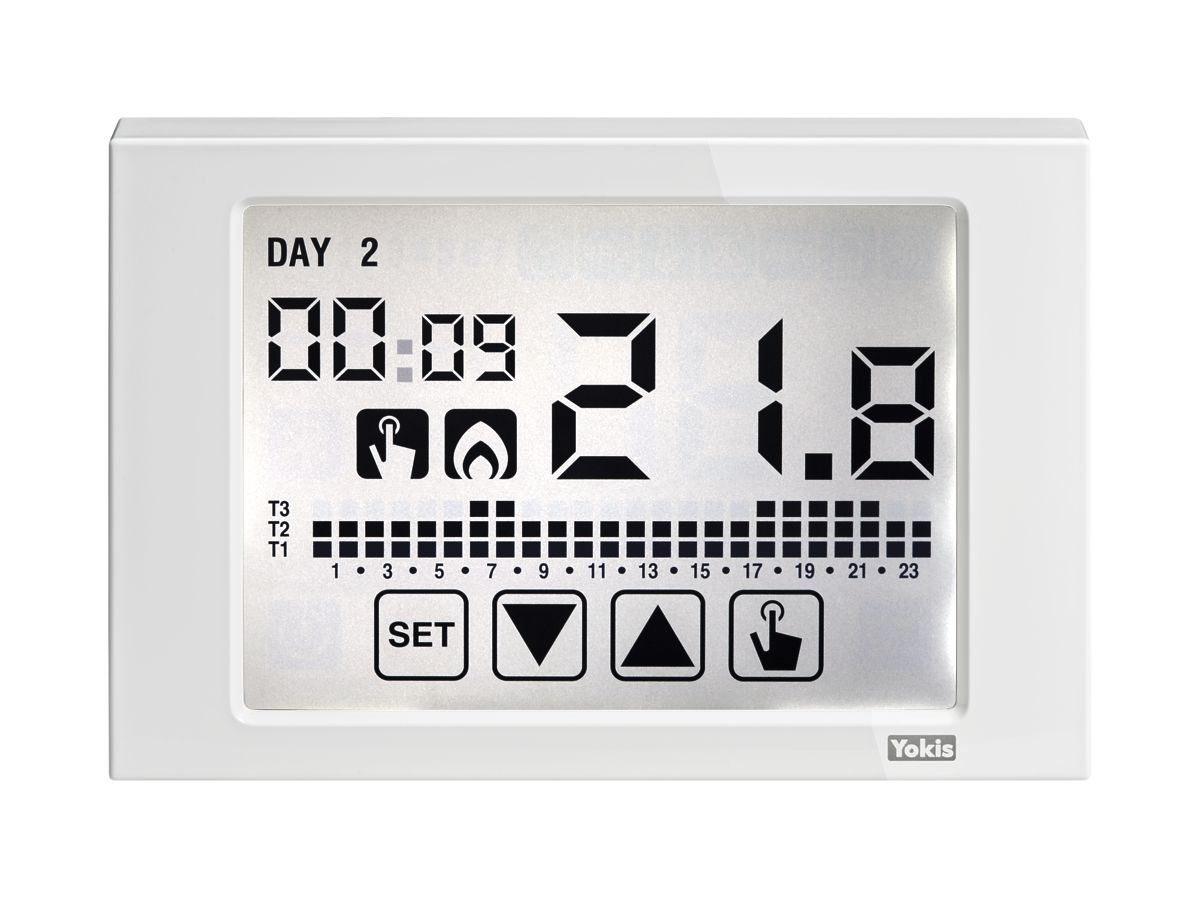 AP-RF-Raumthermostat Yokis THERMARP, LCD-Touch-Display, 2.4GHz, weiss