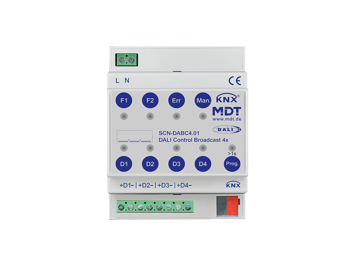 REG-Gateway KNX/DALI MDT SCN-DABC4.01 4-Kan 32TE/Kanal 110…240VUC 4TE