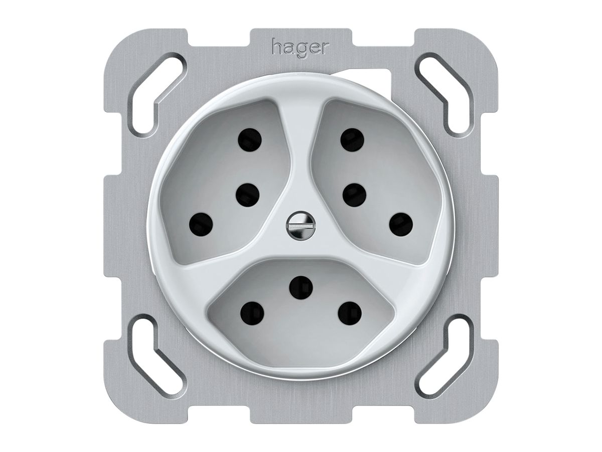 UP-Steckdose origin 3×Typ 13 10A 230V 77×77mm weiss