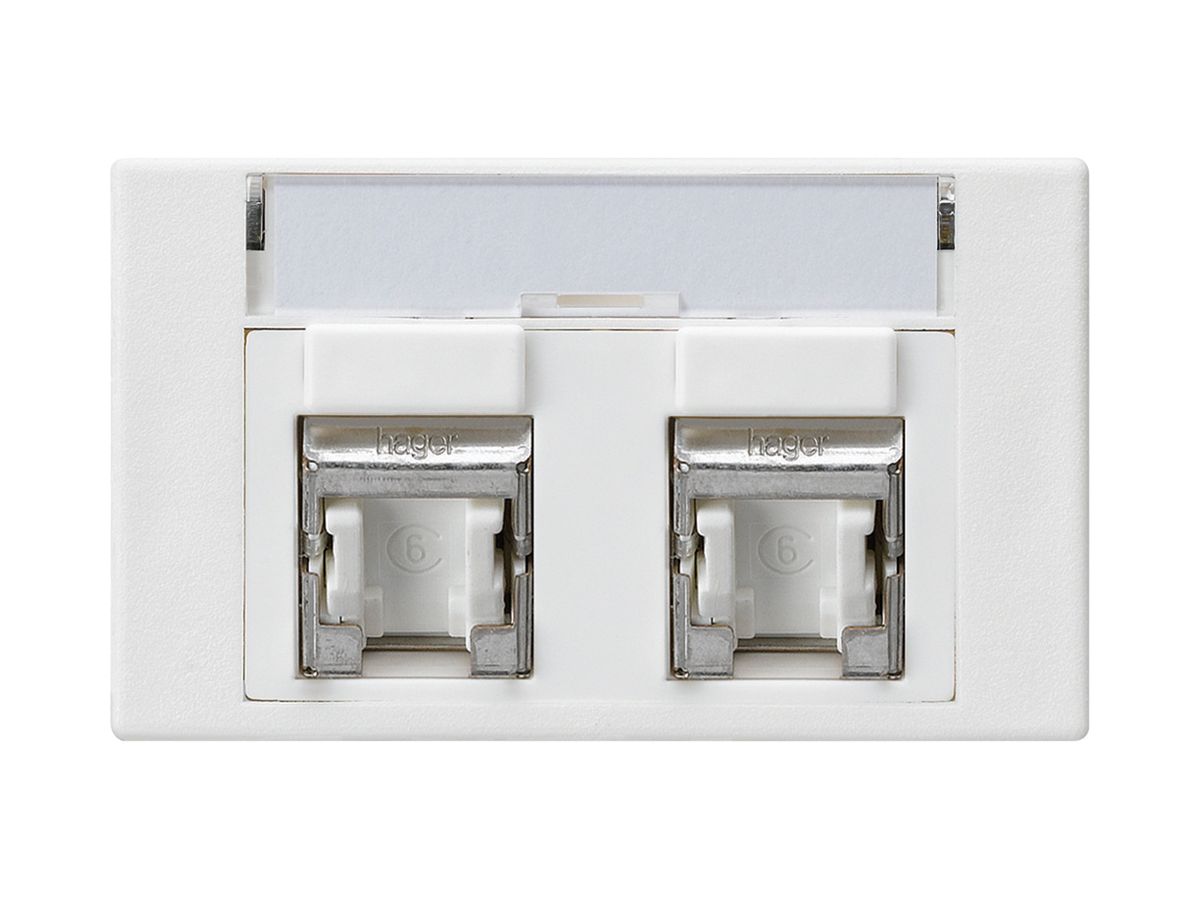 FLF-Steckdose Hager Kat.6 2RJ45/S weiss
