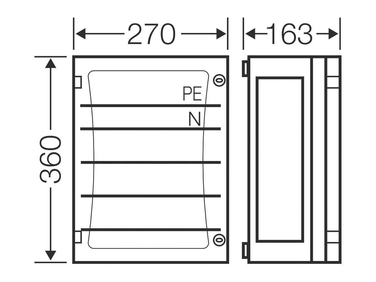 AP-Sammelschienengeh.5L 12 Ein heiten mit Türe, IP65, ENYSTAR