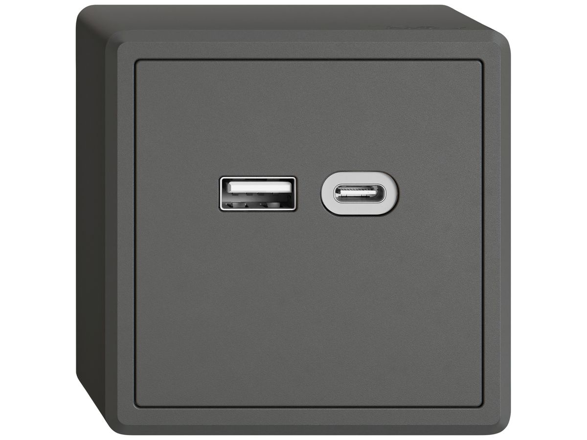 AP-USB-Ladesteckdose EDIZIO.liv SNAPFIX® 230VAC 18W 1×USB Typ A 1×USB Typ C dgu
