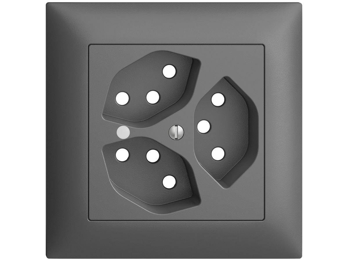 UP-Frontset EDIZIOdue dunkelgrau 88×88mm 3×T13 mit Linse