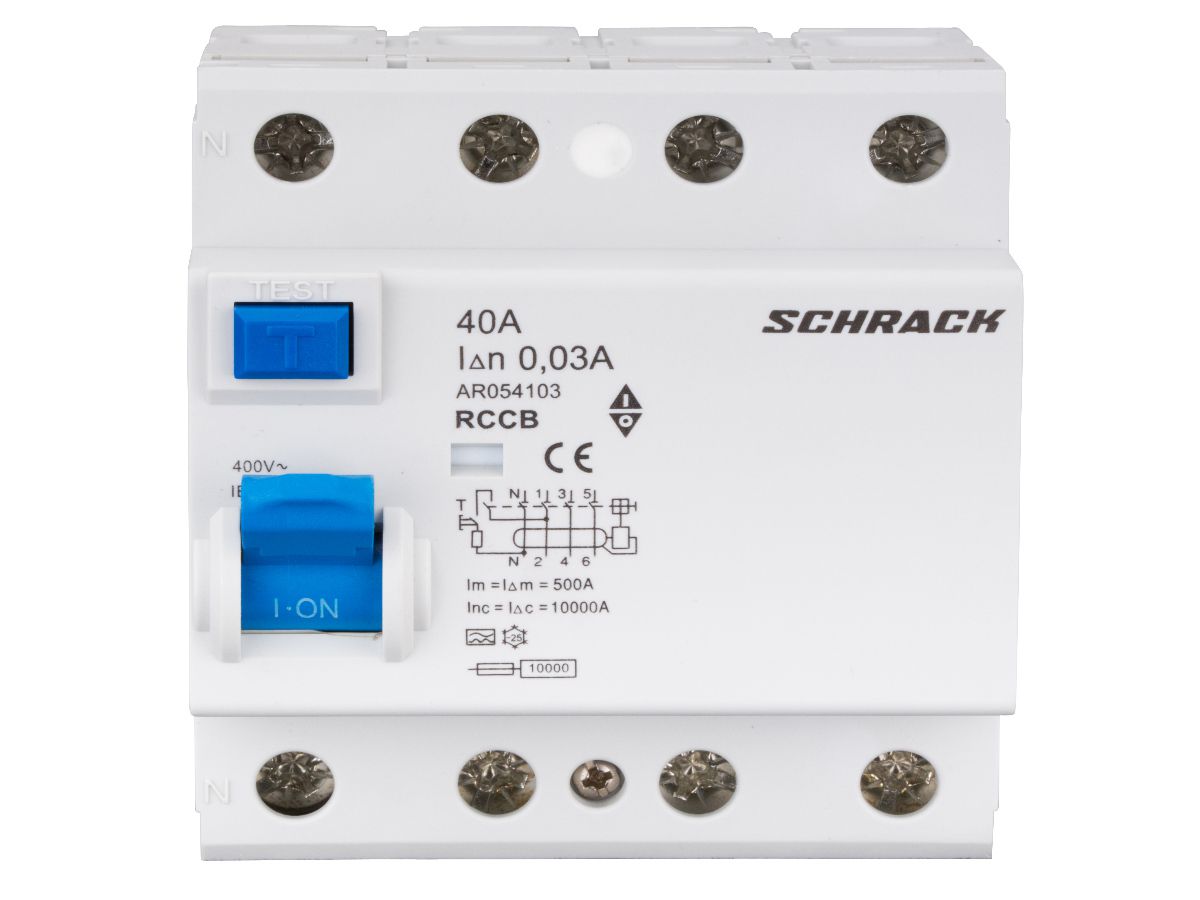 FI-Schutzschalter RCCB (RCD) BC - 4P 400V 0.03A A 40A 10kA 4TE Schrack