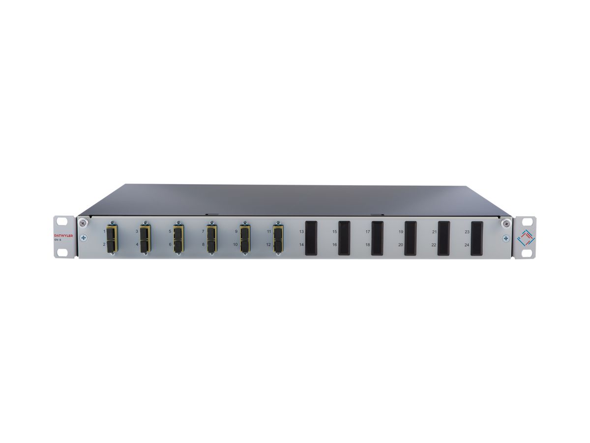 Spleissbox 19" Dätwyler 1HE 6×SCD/PC 12×FP 2m, bg