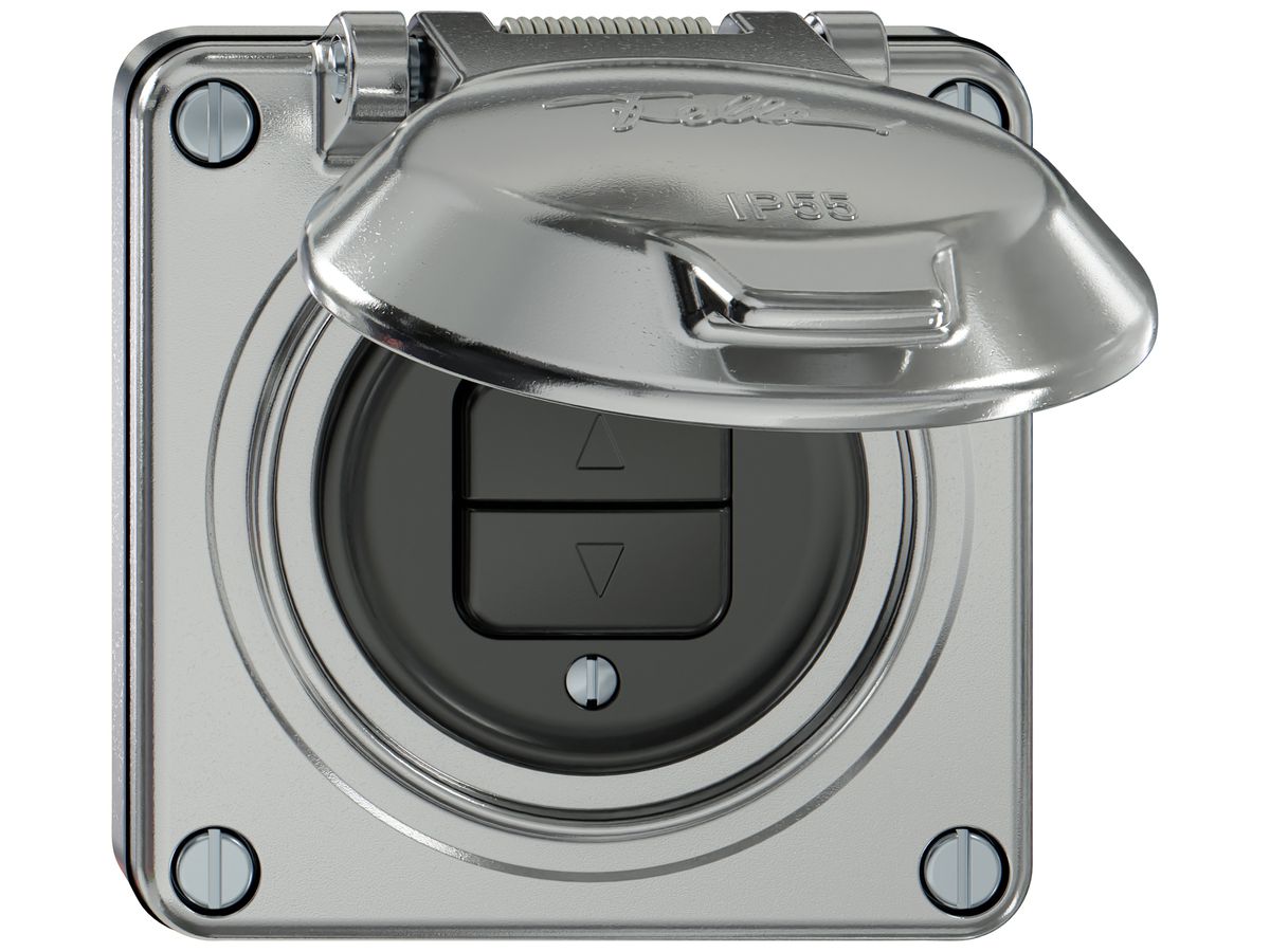 UP-Storentaster ELEMENT 1P 2 Tasten mit Deckel aluminium