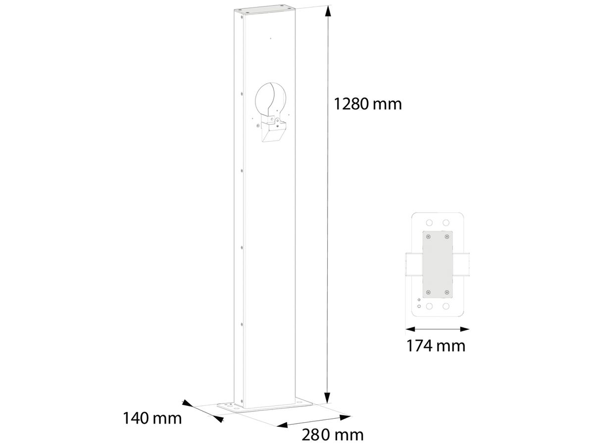 Montagesäule Hager witty rechteckig doppelseitig 1280×280×140mm Stahl schwarz
