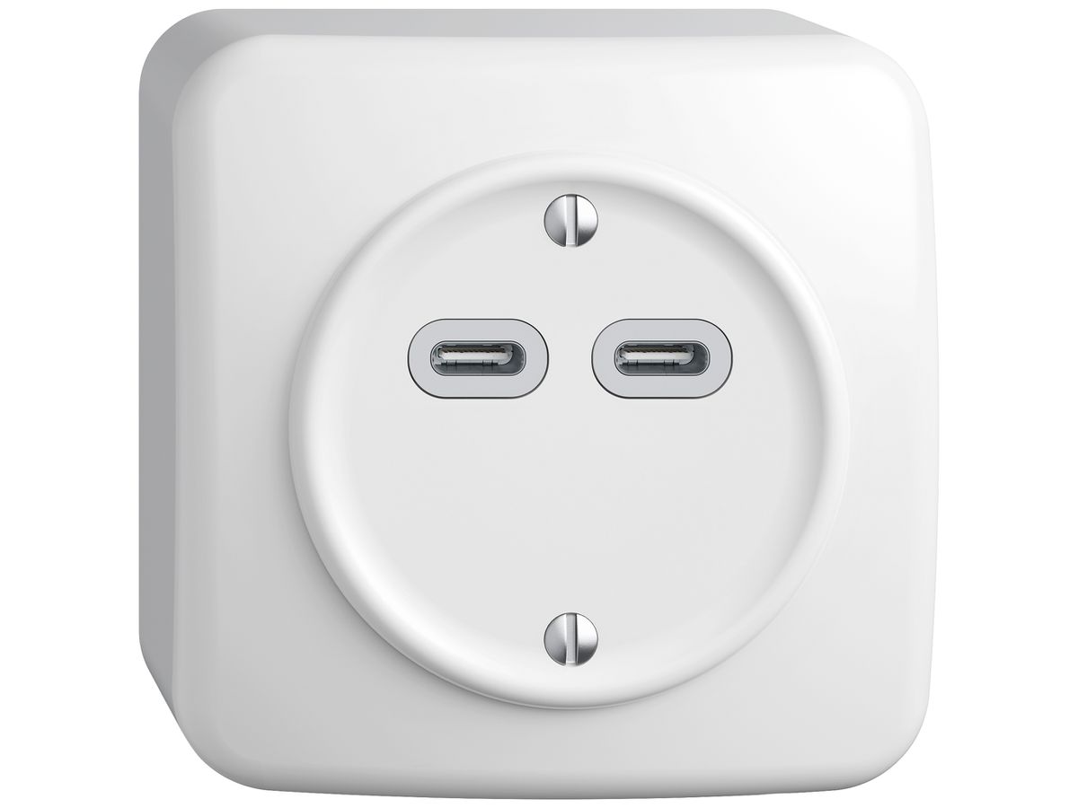 AP-USB-Ladesteckdose STANDARDdue SNAPFIX® 230V AC 18W 2×USB Typ C ws