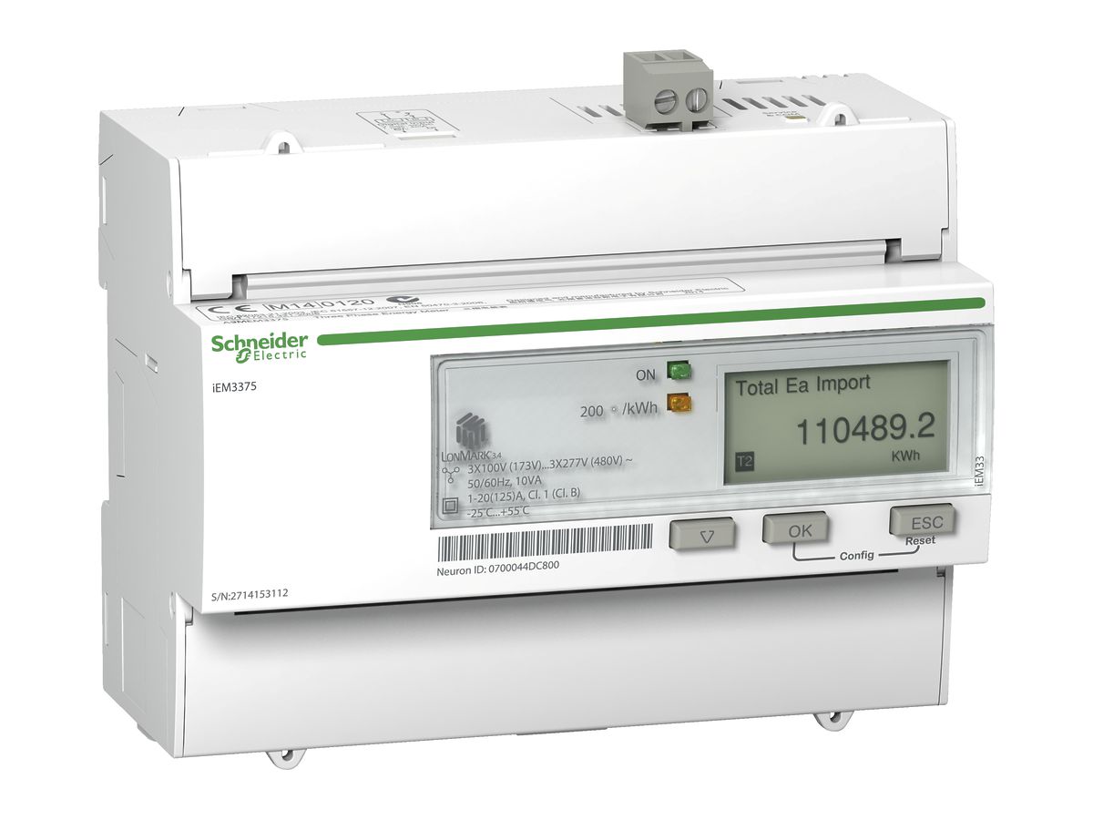 REG-Energiezähler Schneider Electric iEM3375 MID 3P+N 125A LON Import/Export