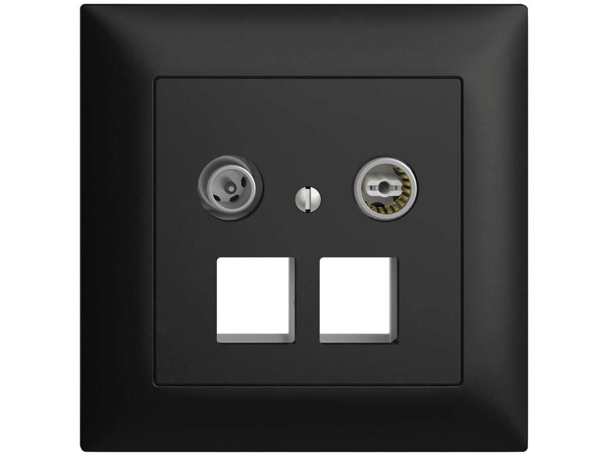 UP-Multimediadose 4dB EDIZIOdue FMI, Stichdose, f.2×RJ45 Keystone, schwarz