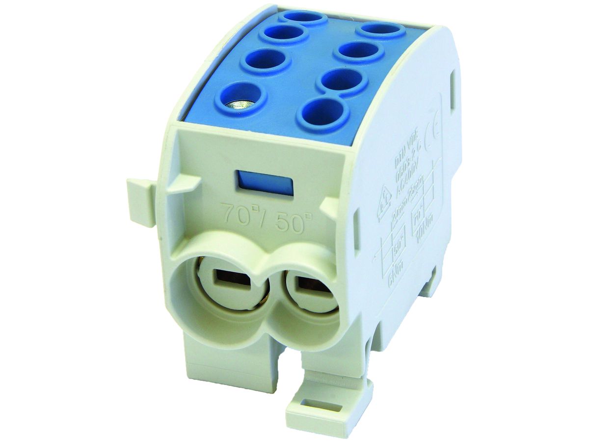 Verteilerblock Typ C 2×70/2×50mm² 160A Alu-CU blau