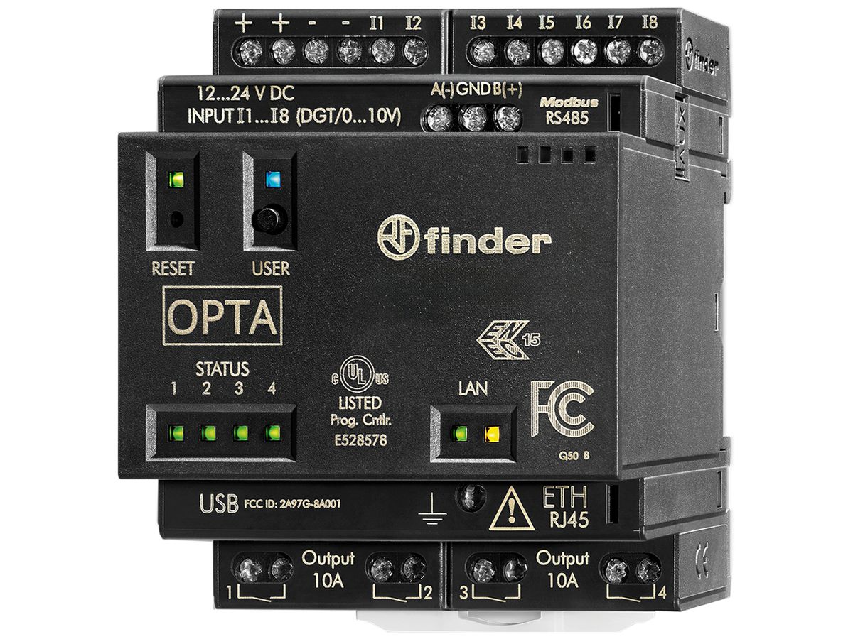 REG-Grundgerät SPS FINDER 8A.04 OPTA Codesys 12…24VDC DC 8×AI 8×DI