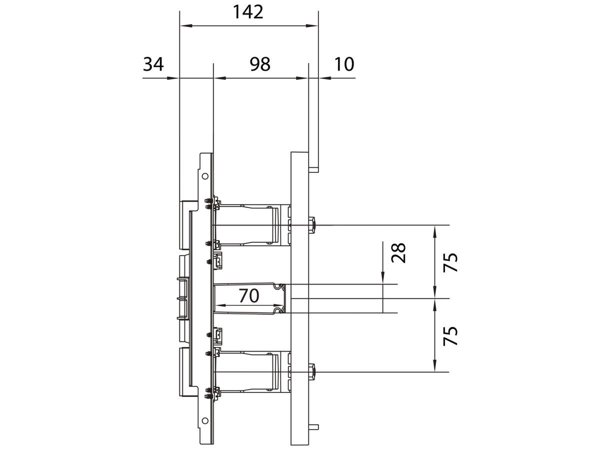 Baustein Hager univers N 300×500mm für REG waagrecht 2×24 PLE Verdrahtungskanal