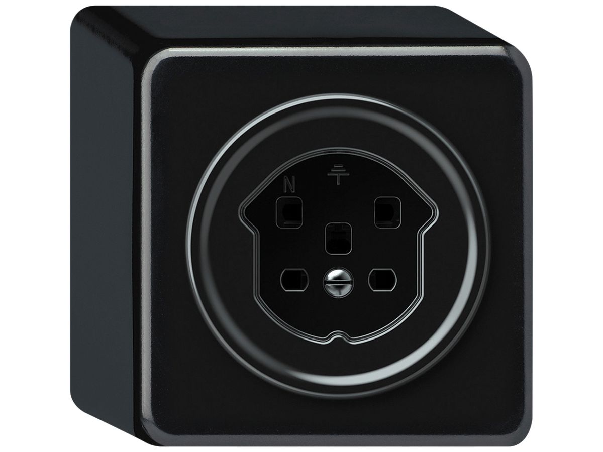 AP-Steckdose origin 1×Typ 25 16A 230V 88×88×54mm schwarz