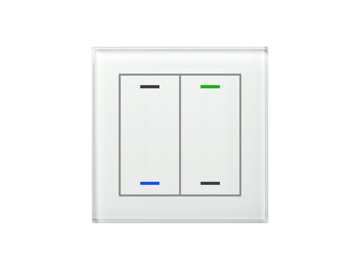 UP-Taster KNX RGBW MDT BE-GTL2TW.01 2T/4B Temp.Glas weiss "neutral"