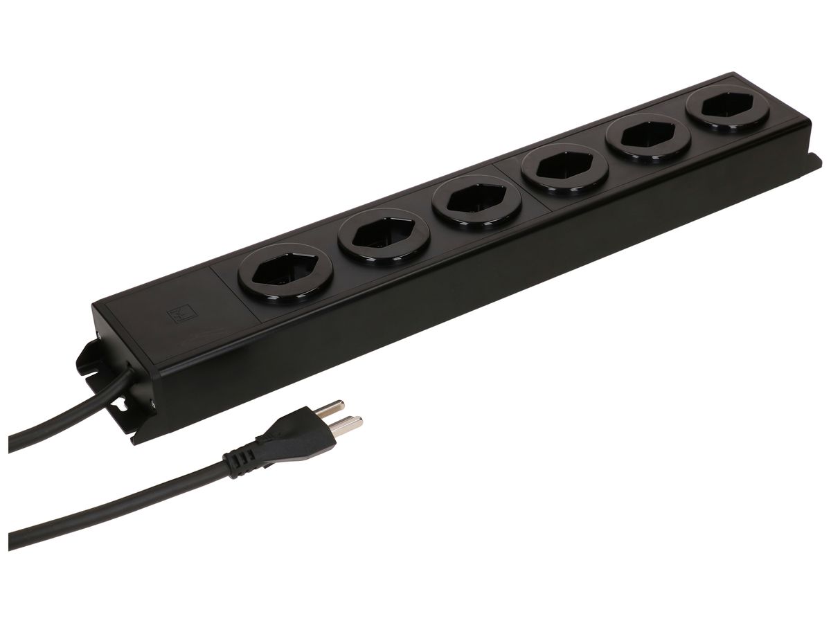 Steckdosenleiste MH POWER LINE 16A 6×T23 1.5m schwarz-schwarz