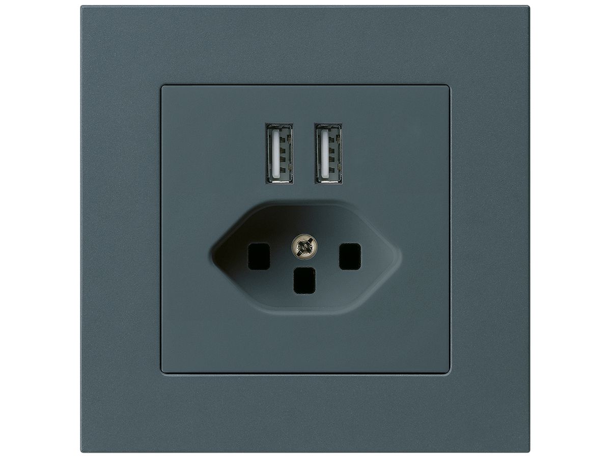 UP-Steckdose 2×USB & T23 kallysto.pro 2400mA anthrazit