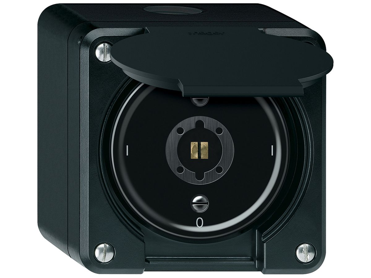 AP-Schlüsselschalter robusto Ausschalter 1-polig 16A 250V 86×86mm schwarz