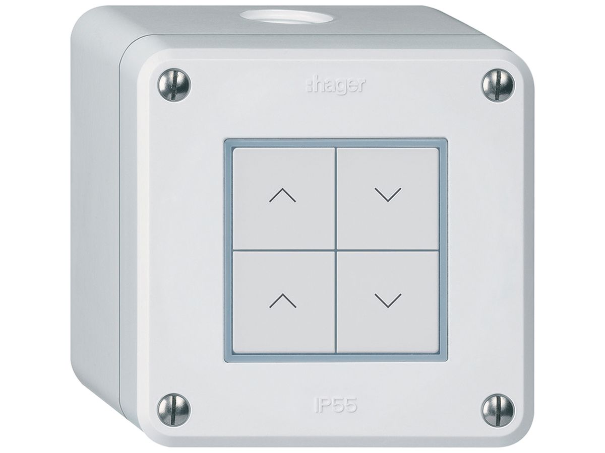 AP-KNX-Storentaster Hager BA robusto Q 4-fach 86×86mm weiss