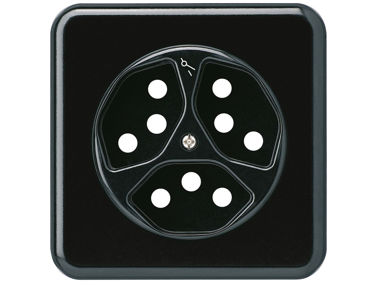 UP-Frontset basico 3×Typ 13/1 schwarz 86×86mm mit Kinderschutz