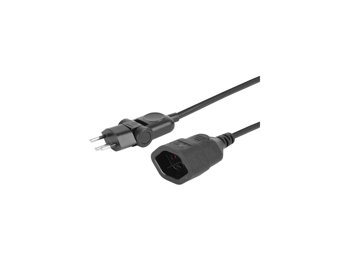Verlängerungskabel A. Steffen PVC 10A 250V 3×1mm² Typ 12 ↔ Typ 13 0.5m schwarz