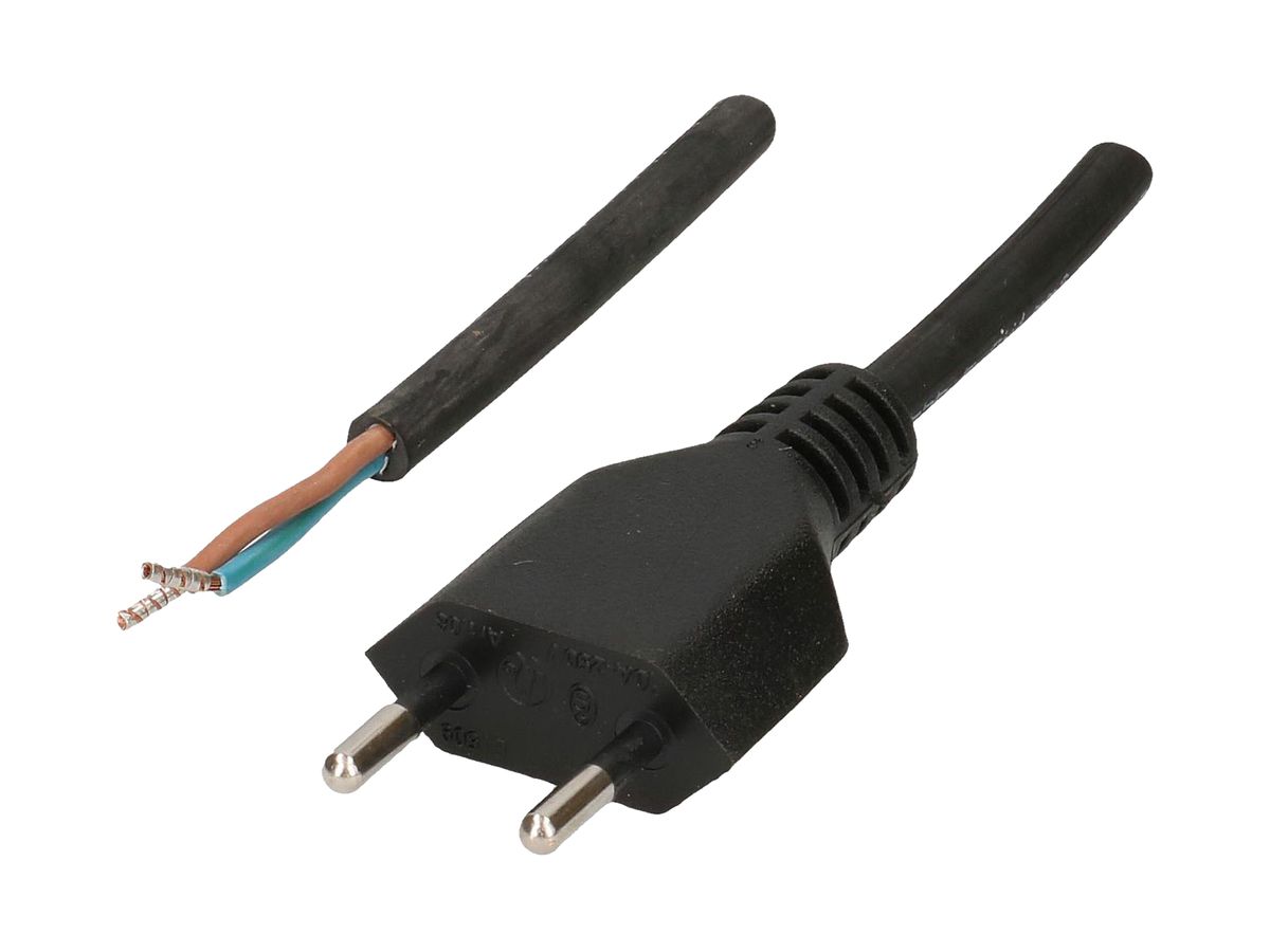 Anschlusskabel MAX HAURI Gummi 10A 230V 2×1mm² Typ 11/Aderendhülse 5m schwarz