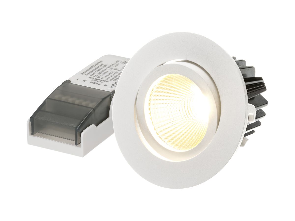 EB-LED-Spot MH maxLUCE DISC 8W 230V 3000K Loch-Ø68mm 650lm 350mA 36° IP44 weiss