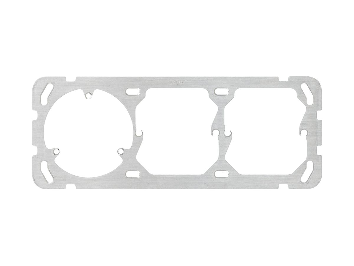 Befestigungsplatte HA Gr.I-I-I, horizontal, 77×197mm, 3-Punkt+2×52mm, Aluminium