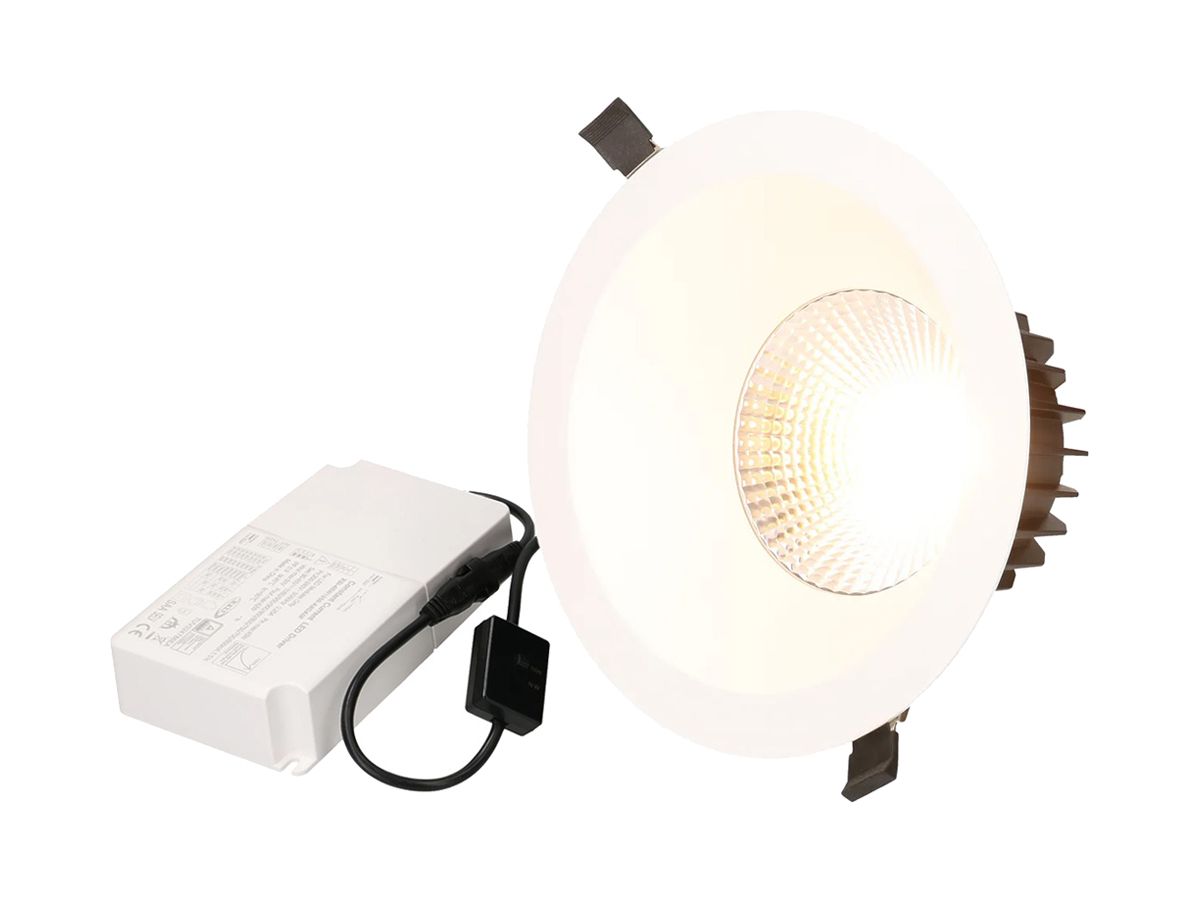 EB-LED-Spot maxLUCE ATMO 200 25W 2640lm 3000…4000K IP44 0-10V DALI Ø240mm weiss