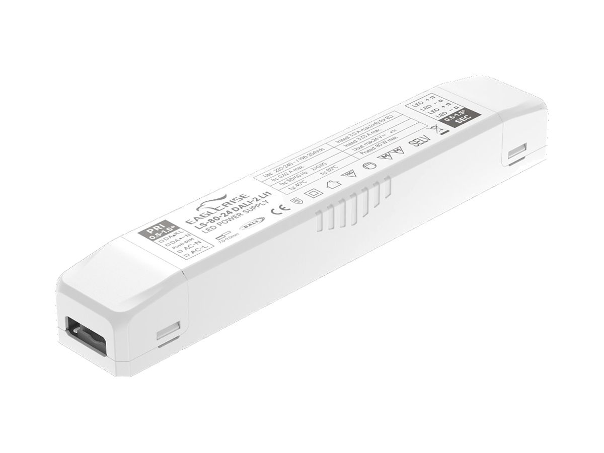 LED-Betriebsgerät Eaglerise LS-80-24 DALI2 LI1 0…80W 24V 0…3330mA 227×38×30mm
