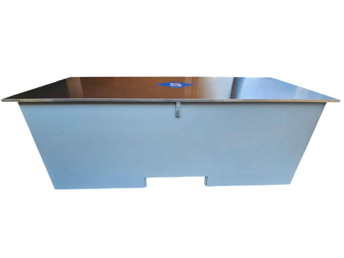 Baustellenkiste Holz mit Lenkrollen - Klappdeckel, LxHxT 2300x750x800mm