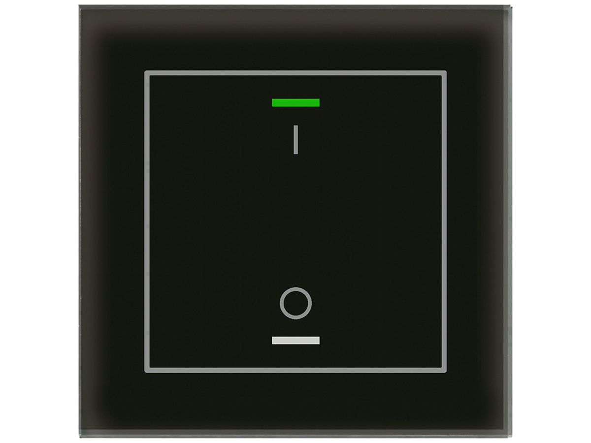 UP-Taster KNX RGBW MDT BE-GTL1TS.B1S 1T/2B Temp.Glas schwarz "I/O"