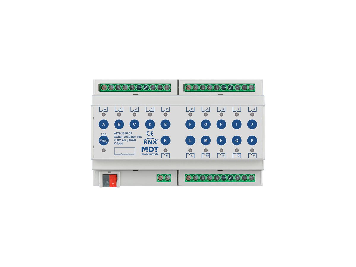 REG-Schaltaktor KNX MDT AKS-1616.03 16-Kan 16A 230VAC 8TE