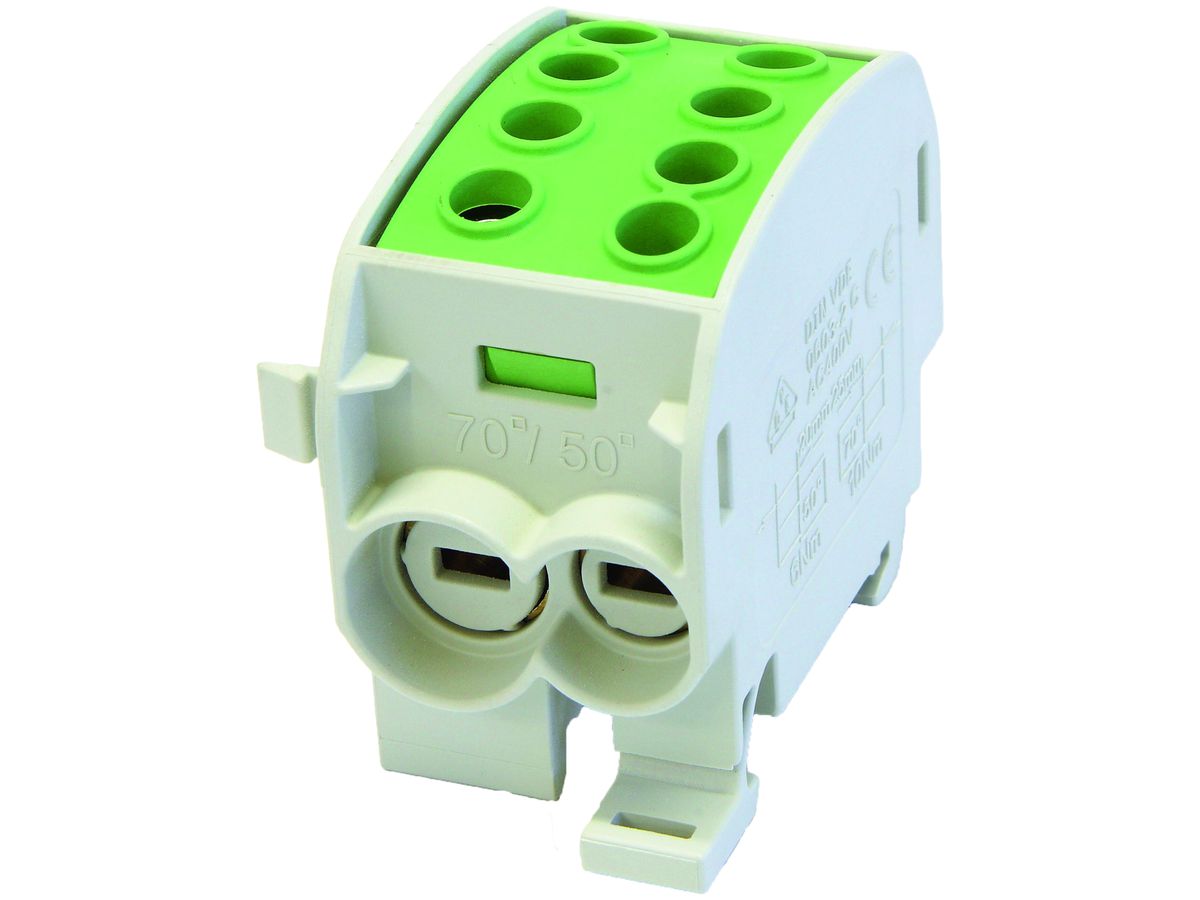 Verteilerblock Typ C 2×70/2×50mm² 160A Alu-CU grün-gelb