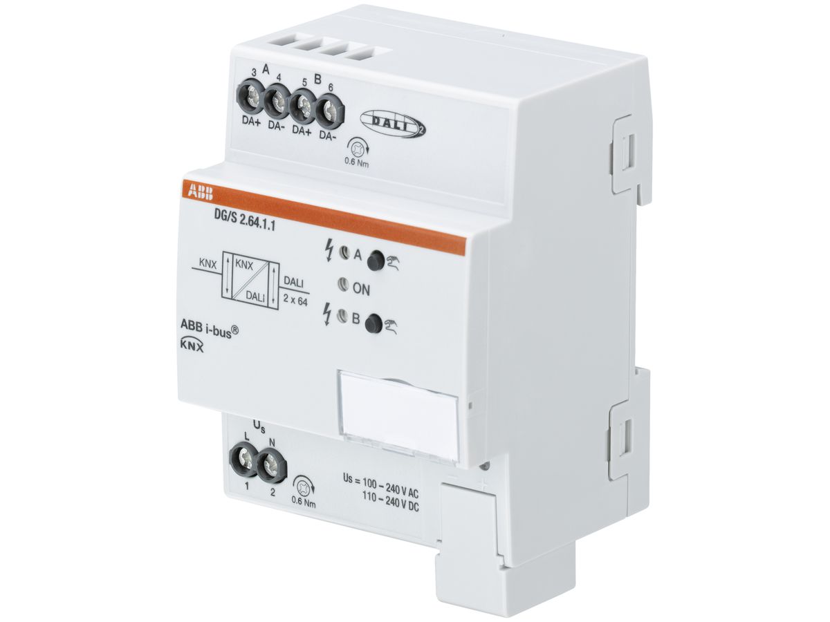 REG-Gateway KNX/DALI ABB DG/S 2.64.1.1, 2×64 Teilnehmer