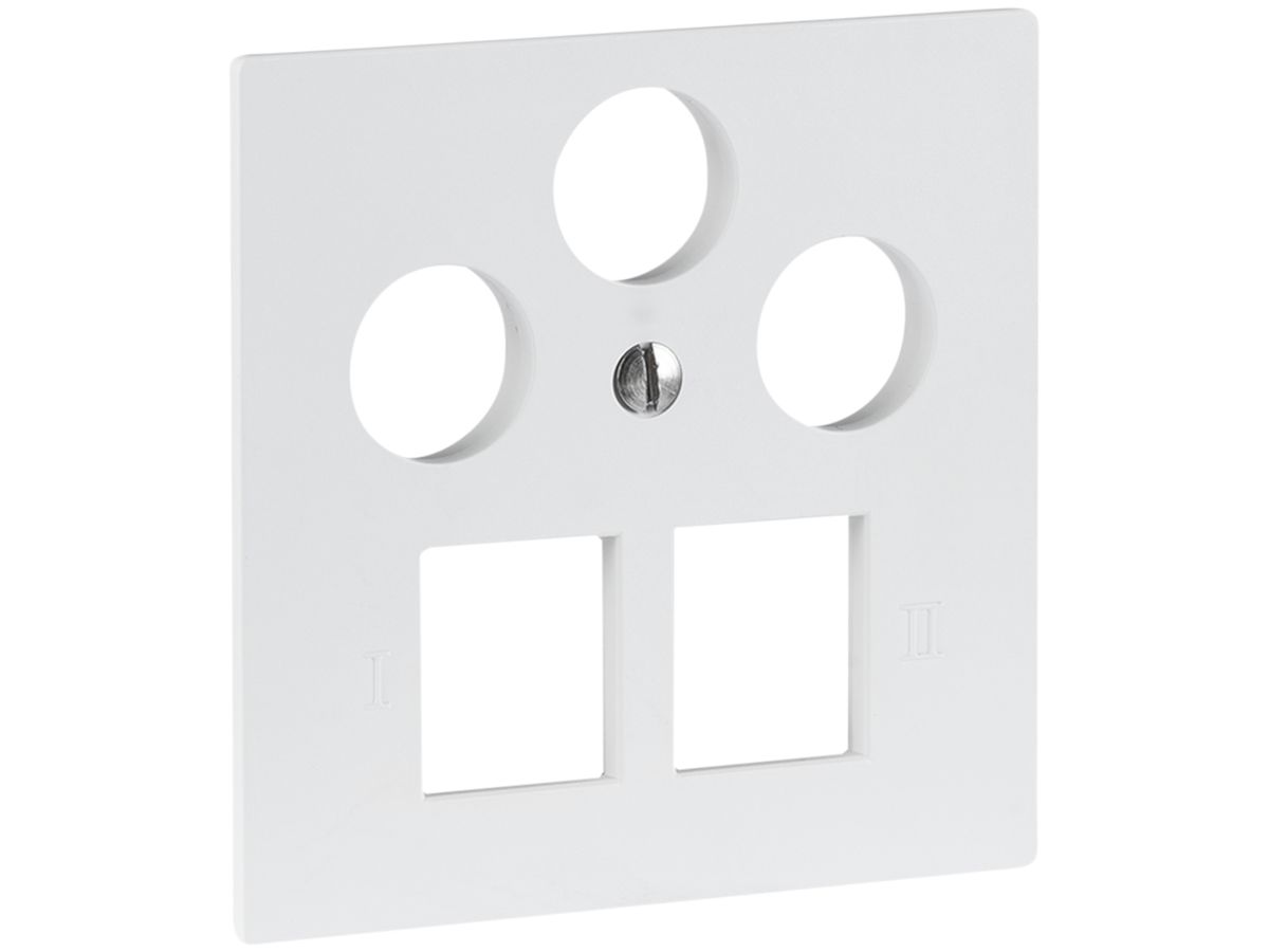 Frontplatte R&M MM SAT 2×RJ45 3×Koax 60×60mm weiss